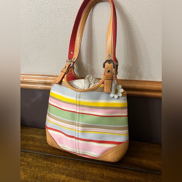 ✨ NWOT - Rare Vintage Coach Y2K Striped Hobo Bag | With Box & Dust Bag ✨ - Picture 2 of 14